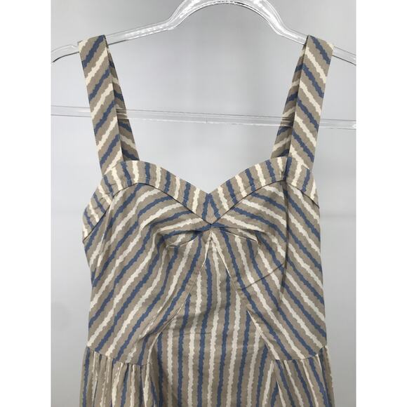 Free People Beige Blue Striped Sleeveless Mini Dress Womens 4 - Picture 3 of 11